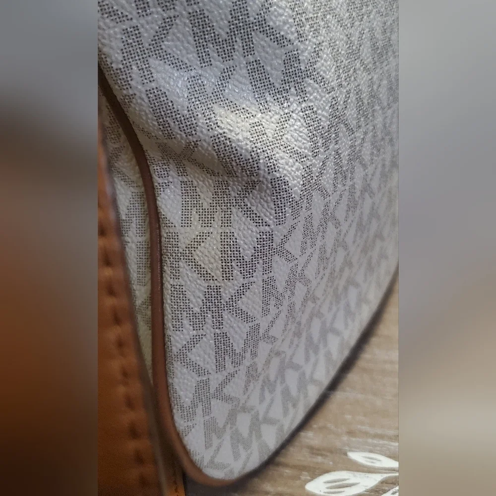 Michael Kors Gray Brown Monogram Jet Set Crossbody Bag